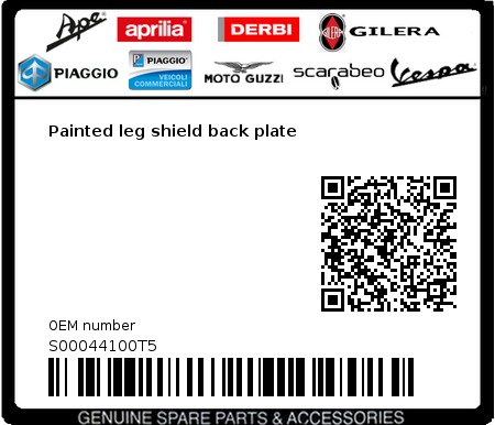Product image: Vespa - S00044100T5 - Painted leg shield back plate  0
