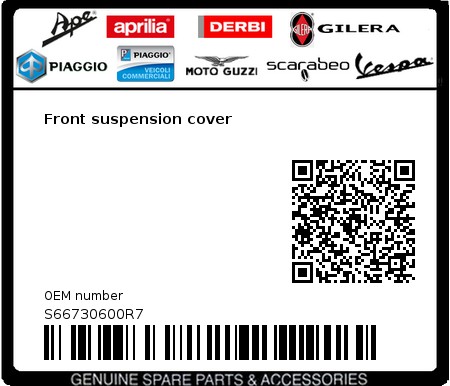 Product image: Vespa - S66730600R7 - Front suspension cover  0
