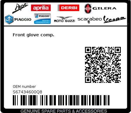 Product image: Vespa - S67434600Q8 - Front glove comp.  0