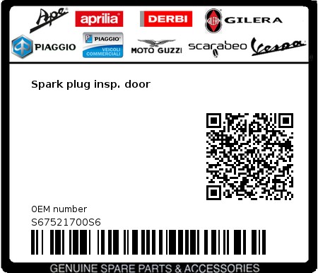 Product image: Vespa - S67521700S6 - Spark plug insp. door  0