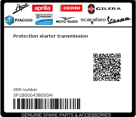 Product image: Vespa - SP1B000438000AI - Protection starter transmission  0