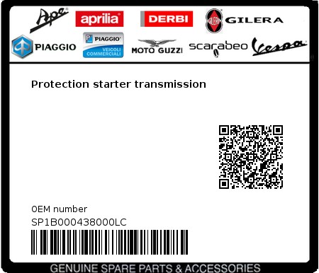 Product image: Vespa - SP1B000438000LC - Protection starter transmission  0