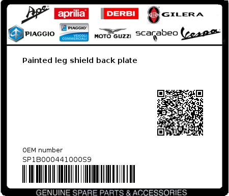 Product image: Vespa - SP1B000441000S9 - Painted leg shield back plate  0