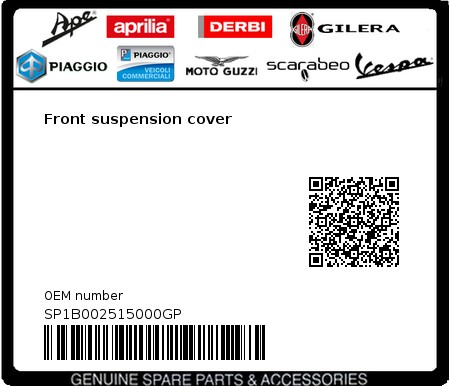 Product image: Vespa - SP1B002515000GP - Front suspension cover  0