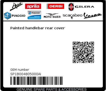 Product image: Vespa - SP1B004805000AI - Painted handlebar rear cover  0