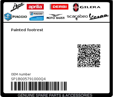 Product image: Vespa - SP1B005791000Q4 - Painted footrest  0