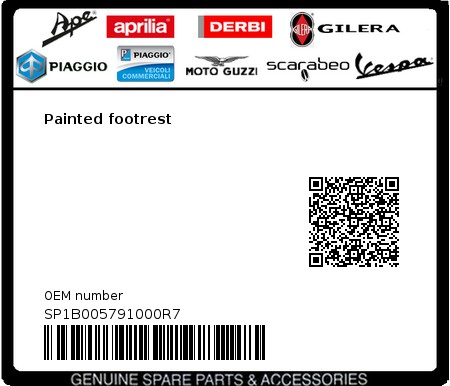 Product image: Vespa - SP1B005791000R7 - Painted footrest  0