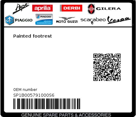 Product image: Vespa - SP1B005791000S6 - Painted footrest  0