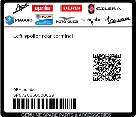 Product image: Vespa - SP67268600000S9 - Left spoiler rear terminal  0