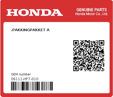 Product image: Honda - 06111-HF7-010 - .PAKKINGPAKKET A  0