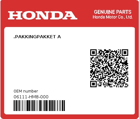 Product image: Honda - 06111-HM8-000 - .PAKKINGPAKKET A  0