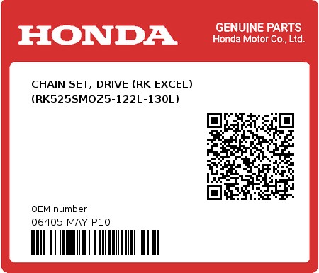 Product image: Honda - 06405-MAY-P10 - CHAIN SET, DRIVE (RK EXCEL) (RK525SMOZ5-122L-130L)  0