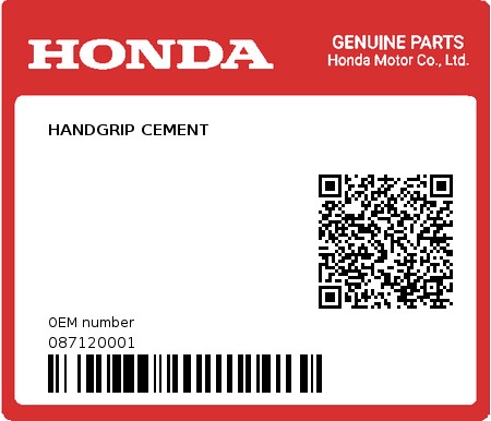 Product image: Honda - 087120001 - HANDGRIP CEMENT  0
