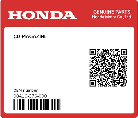 Product image: Honda - 08A16-376-000 - CD MAGAZINE  0