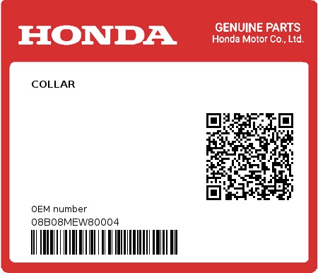 Product image: Honda - 08B08MEW80004 - COLLAR  0
