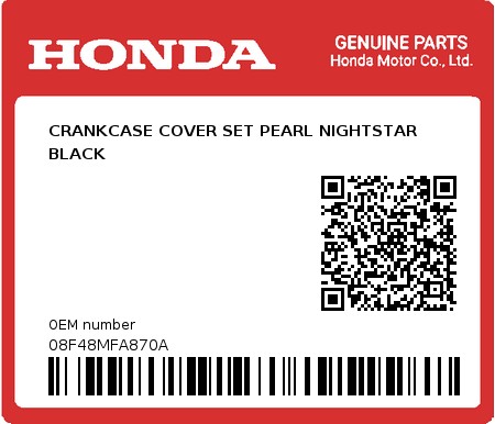 Product image: Honda - 08F48MFA870A - CRANKCASE COVER SET PEARL NIGHTSTAR BLACK  0