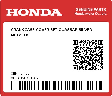 Product image: Honda - 08F48MFG850A - CRANKCASE COVER SET QUASSAR SILVER METALLIC  0