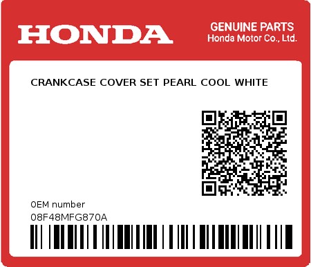 Product image: Honda - 08F48MFG870A - CRANKCASE COVER SET PEARL COOL WHITE  0
