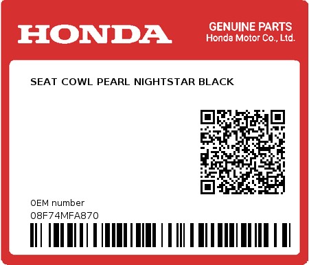 Product image: Honda - 08F74MFA870 - SEAT COWL PEARL NIGHTSTAR BLACK  0