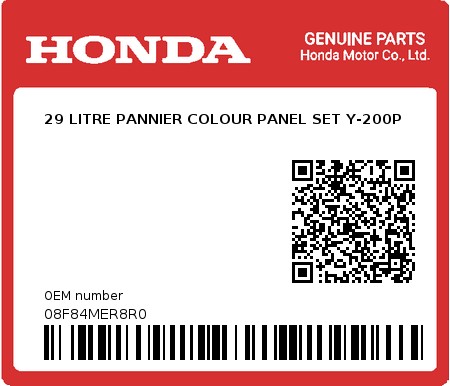 Product image: Honda - 08F84MER8R0 - 29 LITRE PANNIER COLOUR PANEL SET Y-200P  0