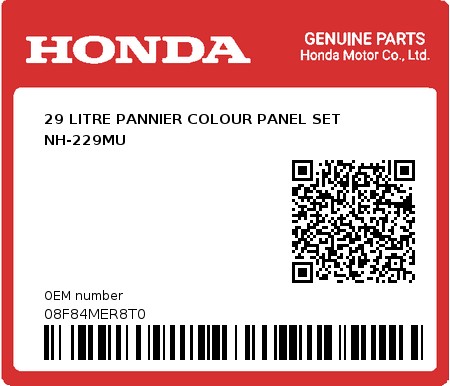 Product image: Honda - 08F84MER8T0 - 29 LITRE PANNIER COLOUR PANEL SET NH-229MU  0