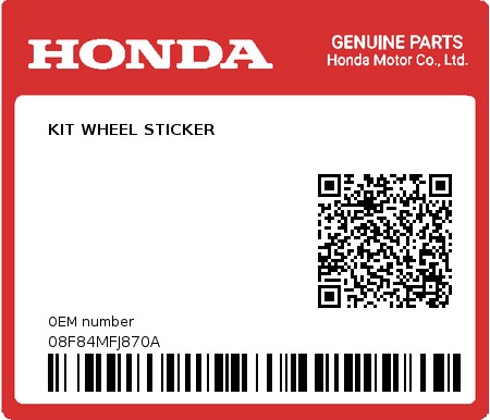 Product image: Honda - 08F84MFJ870A - KIT WHEEL STICKER  0