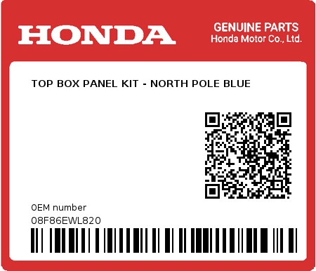Product image: Honda - 08F86EWL820 - TOP BOX PANEL KIT - NORTH POLE BLUE  0