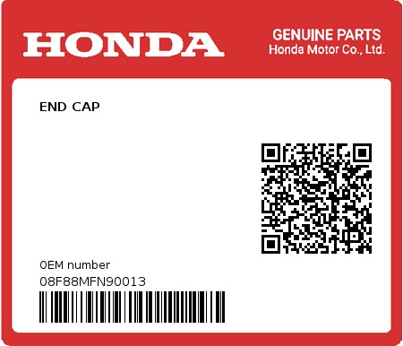 Product image: Honda - 08F88MFN90013 - END CAP  0