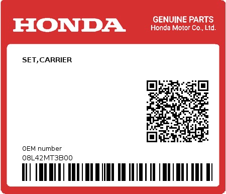 Product image: Honda - 08L42MT3B00 - SET,CARRIER  0