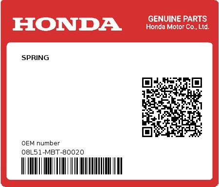 Product image: Honda - 08L51-MBT-80020 - SPRING  0