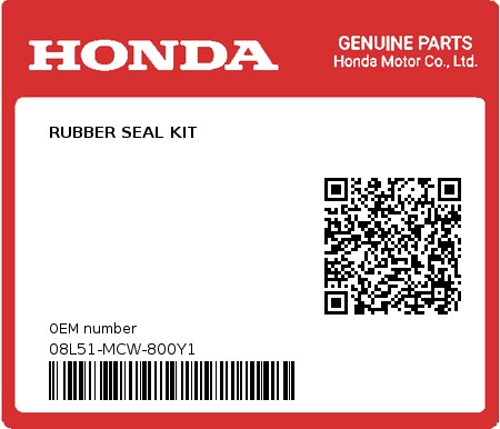 Product image: Honda - 08L51-MCW-800Y1 - RUBBER SEAL KIT  0