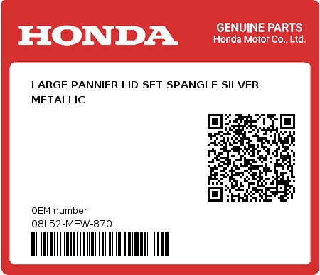 Product image: Honda - 08L52-MEW-870 - LARGE PANNIER LID SET SPANGLE SILVER METALLIC  0