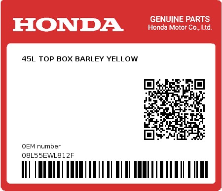 Product image: Honda - 08L55EWL812F - 45L TOP BOX BARLEY YELLOW  0