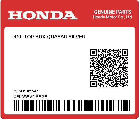 Product image: Honda - 08L55EWL8B2F - 45L TOP BOX QUASAR SILVER  0