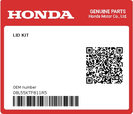 Product image: Honda - 08L55KTF811R5 - LID KIT  0