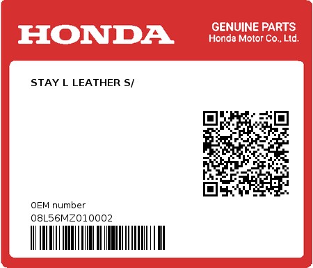 Product image: Honda - 08L56MZ010002 - STAY L LEATHER S/  0