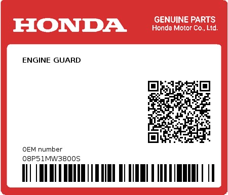 Product image: Honda - 08P51MW3800S - ENGINE GUARD  0
