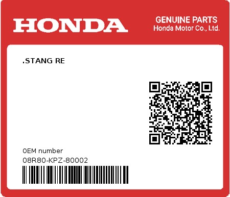 Product image: Honda - 08R80-KPZ-80002 - .STANG RE  0