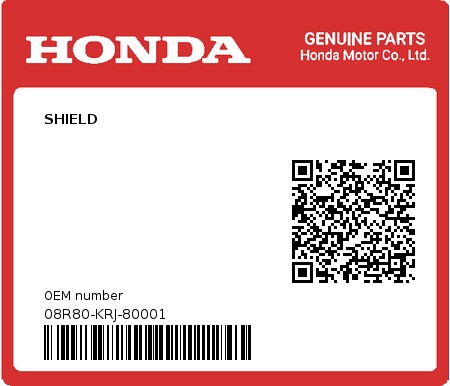 Product image: Honda - 08R80-KRJ-80001 - SHIELD  0