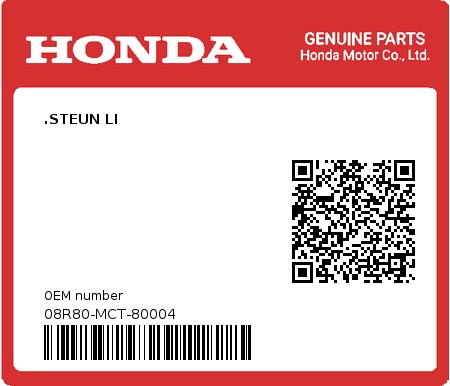 Product image: Honda - 08R80-MCT-80004 - .STEUN LI  0