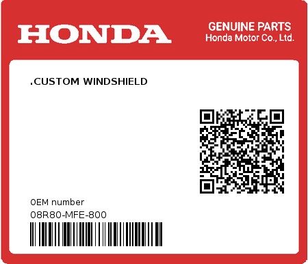 Product image: Honda - 08R80-MFE-800 - .CUSTOM WINDSHIELD  0