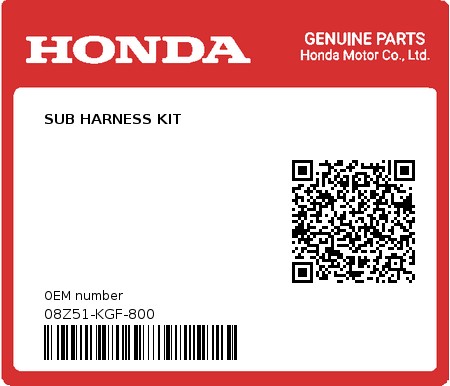 Product image: Honda - 08Z51-KGF-800 - SUB HARNESS KIT  0