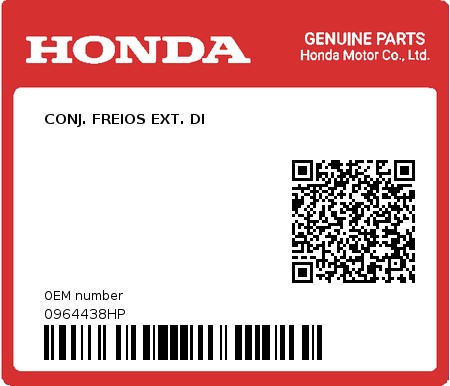 Product image: Honda - 0964438HP - CONJ. FREIOS EXT. DI  0