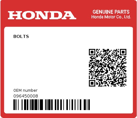 Product image: Honda - 096450008 - BOLTS  0