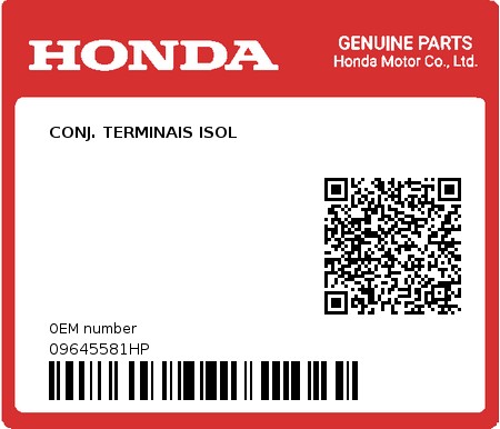 Product image: Honda - 09645581HP - CONJ. TERMINAIS ISOL  0