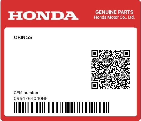 Product image: Honda - 0964764040HF - ORINGS  0