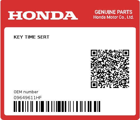 Product image: Honda - 09649611HF - KEY TIME SERT  0