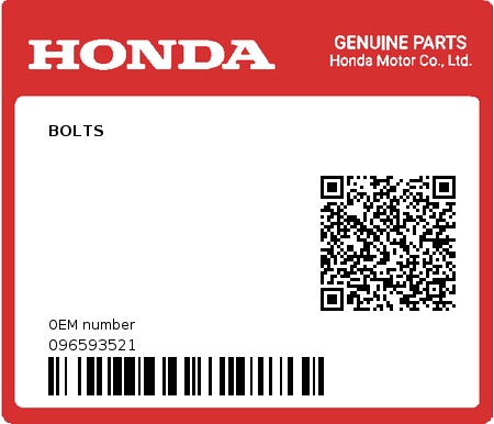 Product image: Honda - 096593521 - BOLTS  0
