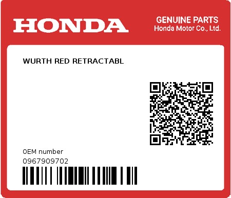 Product image: Honda - 0967909702 - WURTH RED RETRACTABL  0