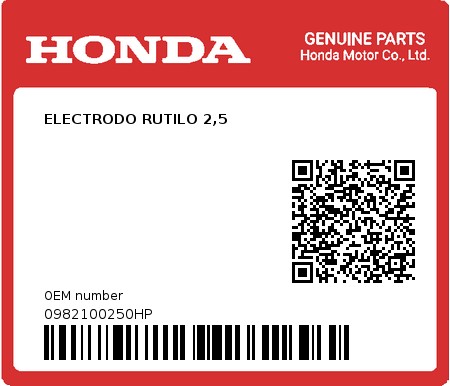 Product image: Honda - 0982100250HP - ELECTRODO RUTILO 2,5  0